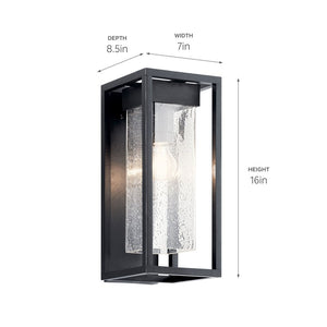 Mercer 1 Light 16 inch Black with Silver Highlights Outdoor Wall, Medium