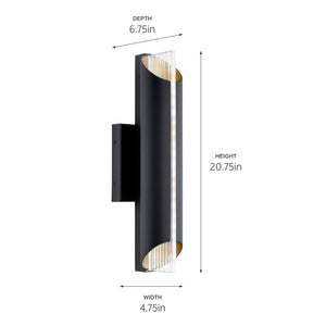 Astalis LED 20.75 inch Textured Black Outdoor Wall Sconce, Large