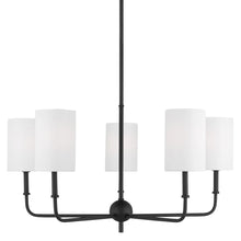 Load image into Gallery viewer, Visual Comfort Foxdale 5 Light 26&quot; Wide Chandelier with Linen Shades (3 color options)