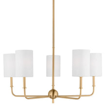 Load image into Gallery viewer, Visual Comfort Foxdale 5 Light 26&quot; Wide Chandelier with Linen Shades (3 color options)