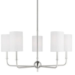 Visual Comfort Foxdale 5 Light 26" Wide Chandelier with Linen Shades (3 color options)