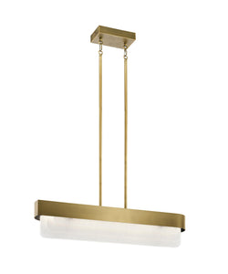 Classic Pewter Serene 36" Wide LED Linear Chandelier with layers of textured glass (Also available in Natural Brass)